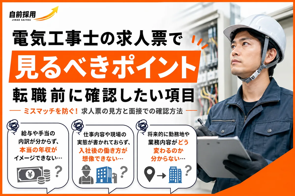 電気工事士の求人票で見るべきポイント｜転職前に確認したい項目